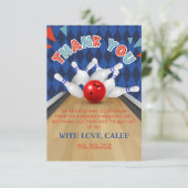 ブルーダイヤモンドストライプボーリングレッツストライク誕生日 サンキューカード (スタンド正面)