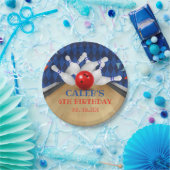 ブルーダイヤモンドストライプボーリングレッツストライク誕生日 ペーパープレート (パーティー)