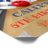 ブルーダイヤモンドストライプボーリングレッツストライク誕生日 ポスター (角)