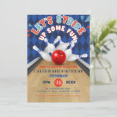 ブルーダイヤモンドストライプ レッツストライク ボウリング バースデー 招待状 (スタンド正面)