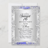 ブルーダイヤモンドスノーフレーク冬ワンダーランドスウィート16 招待状 (裏面)