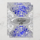 ブルーダイヤモンドスノーフレーク冬ワンダーランドスウィート16 招待状 (正面/裏面)
