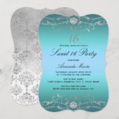 ブルーダイヤモンドダマスクスイート16招待状 招待状 (正面/裏面)