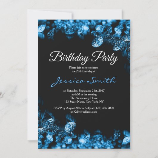 ブルーダイヤモンドバースデーパーティー招待状 招待状 (正面)