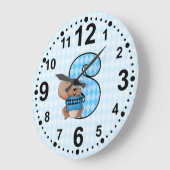 ブルーダイヤモンドパターンの文字Sのリス ラージ壁時計 (傾斜)