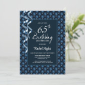 ブルーダイヤモンドパターン65th誕生日パーティー 招待状 (スタンド正面)