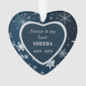 ブルーダイヤモンドフレームスノーフレークPETメモリアル オーナメント (正面)