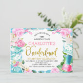 ブルーダイヤモンドフローラアリスインダーランド誕生日 招待状 (スタンド正面)