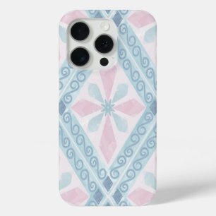 ブルーダイヤモンド幾何学模様 iPhone 15 PROケース