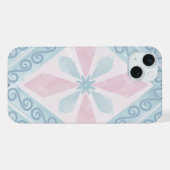 ブルーダイヤモンド幾何学模様 iPhoneケース (裏面横)