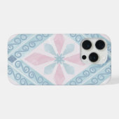 ブルーダイヤモンド幾何学模様 iPhoneケース (裏面横)
