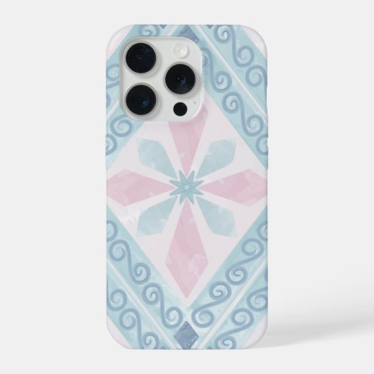 ブルーダイヤモンド幾何学模様 iPhoneケース (裏面)