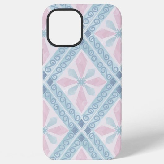 ブルーダイヤモンド幾何学模様 iPhoneケース (裏面)