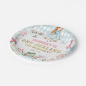 ブルーダイヤモンド金ゴールドアリス一面一誕生日 ペーパープレート (アングル)