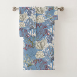 ブルーダスク無地のウィズアンダーシープリント バスタオルセット