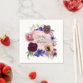 ブルーダスティピンクとブルゴーニュのフローラ水色 スタンダードカクテルナプキン (インサイチュ)