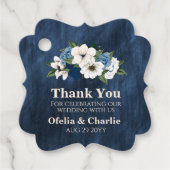 ブルーダスティブルーとアイボリーフローラ水彩 フェイバータグ (正面)