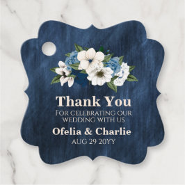 ブルーダスティブルーとアイボリーフローラ水彩 フェイバータグ