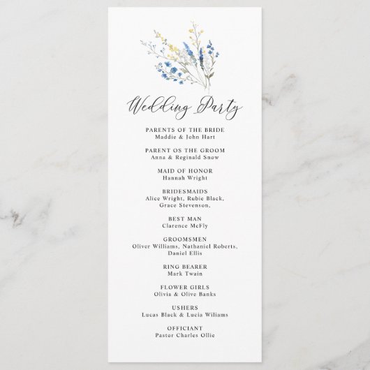 ブルーダスティージーディニティ・ワイルド・フローラ結婚ズ・フラット・プログラム プログラム (裏面)