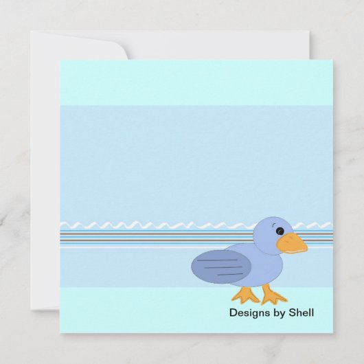 ブルーダックお洒落ス赤ちゃんシャワー 招待状 (裏面)