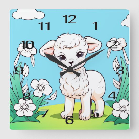 ブルーダックウォールクロック スクエア壁時計 (正面)