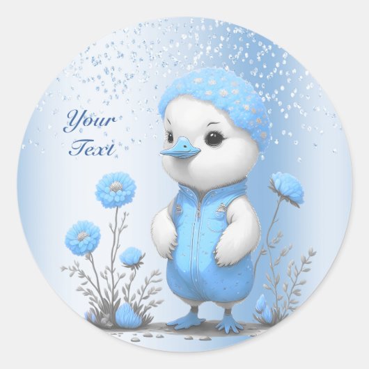 ブルーダックステッカー ラウンドシール (正面)