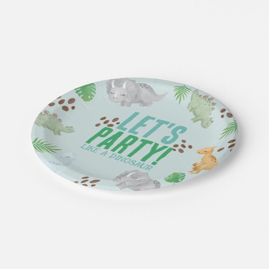 ブルーダノバースデーパーティー、キッドパーティーディノ ペーパープレート (アングル)