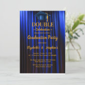 ブルーダブルお祝い卒業パーティー2枚 招待状 (スタンド正面)