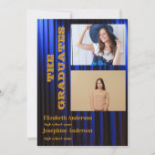 ブルーダブルお祝い卒業パーティー2枚 招待状 (裏面)