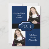 ブルーダブルフォト卒業パーティー招待状 招待状 (正面)