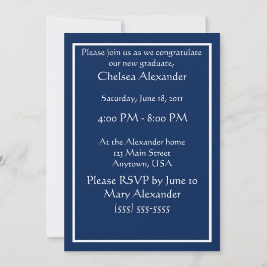 ブルーダブルフォト卒業パーティー招待状 招待状 (裏面)