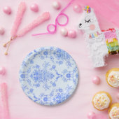 ブルーダマスクかわいらしプリント ペーパープレート (パーティー)