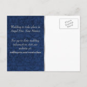 ブルーダマスクと孔雀の羽の日付を保存 案内ポストカード (裏面)