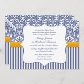 ブルーダマスクウエディングフラット招待状 招待状 (正面/裏面)