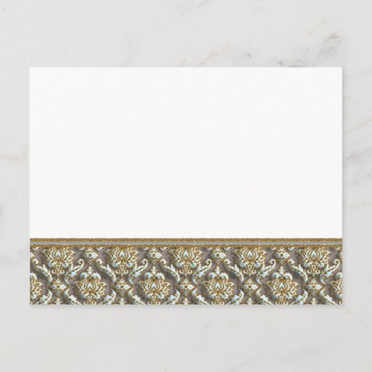 ブルーダマスクオングレー結婚式招待状 インビテーションポストカード (裏面)