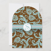 ブルーダマスクオンブラウン結婚式招待状 招待状 (裏面)