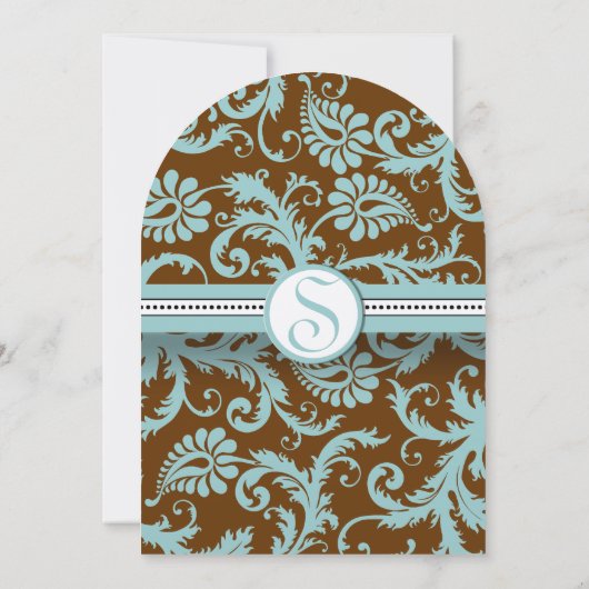 ブルーダマスクオンブラウン結婚式招待状 招待状 (裏面)