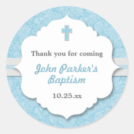 ブルーダマスククロス少年バプテスマ《キリスト教》洗礼式や命名式の恩恵 ラウンドシール
