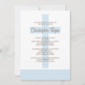 ブルーダマスククロス男の赤ちゃんバプティスマ 招待状 (正面)