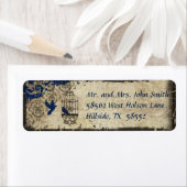 ブルーダマスクバードケージヴィンテージウェディングラベル ラベル (インサイチュ)