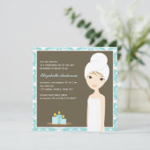 ブルーダマスクパターンスパブライダルシャワー 招待状 (スタンド正面)