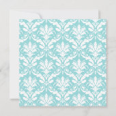 ブルーダマスクパターンスパブライダルシャワー 招待状 (裏面)