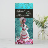 ブルーダマスクビーチ結婚式-ブライダルシャワーモノグラム 招待状 (スタンド正面)