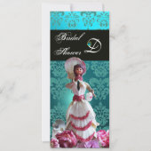 ブルーダマスクビーチ結婚式-ブライダルシャワーモノグラム 招待状 (正面)