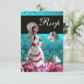 ブルーダマスクビーチ結婚式-ブライダルシャワーRSVP 出欠カード (スタンド正面)