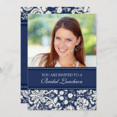 ブルーダマスクフォトブライダルランチョン招待状カード 招待状 (正面/裏面)