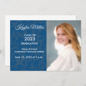 ブルーダマスクフォーマル卒業発表 案内状 (正面/裏面)