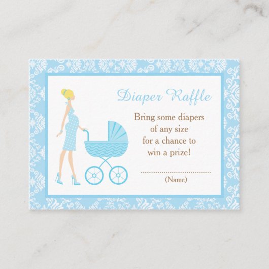 ブルーダマスクブロンド女性赤ちゃんシャワー エンクロージャーカード (正面)