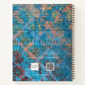 ブルーダマスクヴィンテージパターンスクリプト名 ノートブック (裏面)