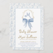 ブルーダマスク付き男の子の赤ちゃんシャワー招待状 招待状 (正面/裏面)